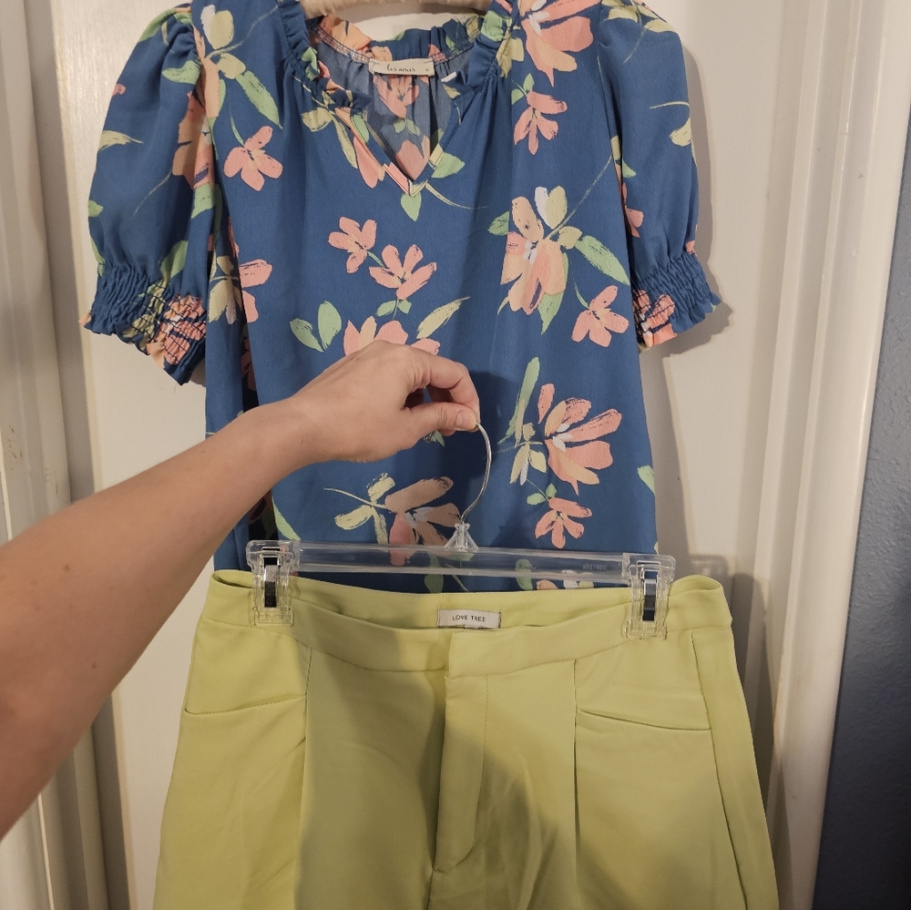 Lime and Blue Summer Short Set